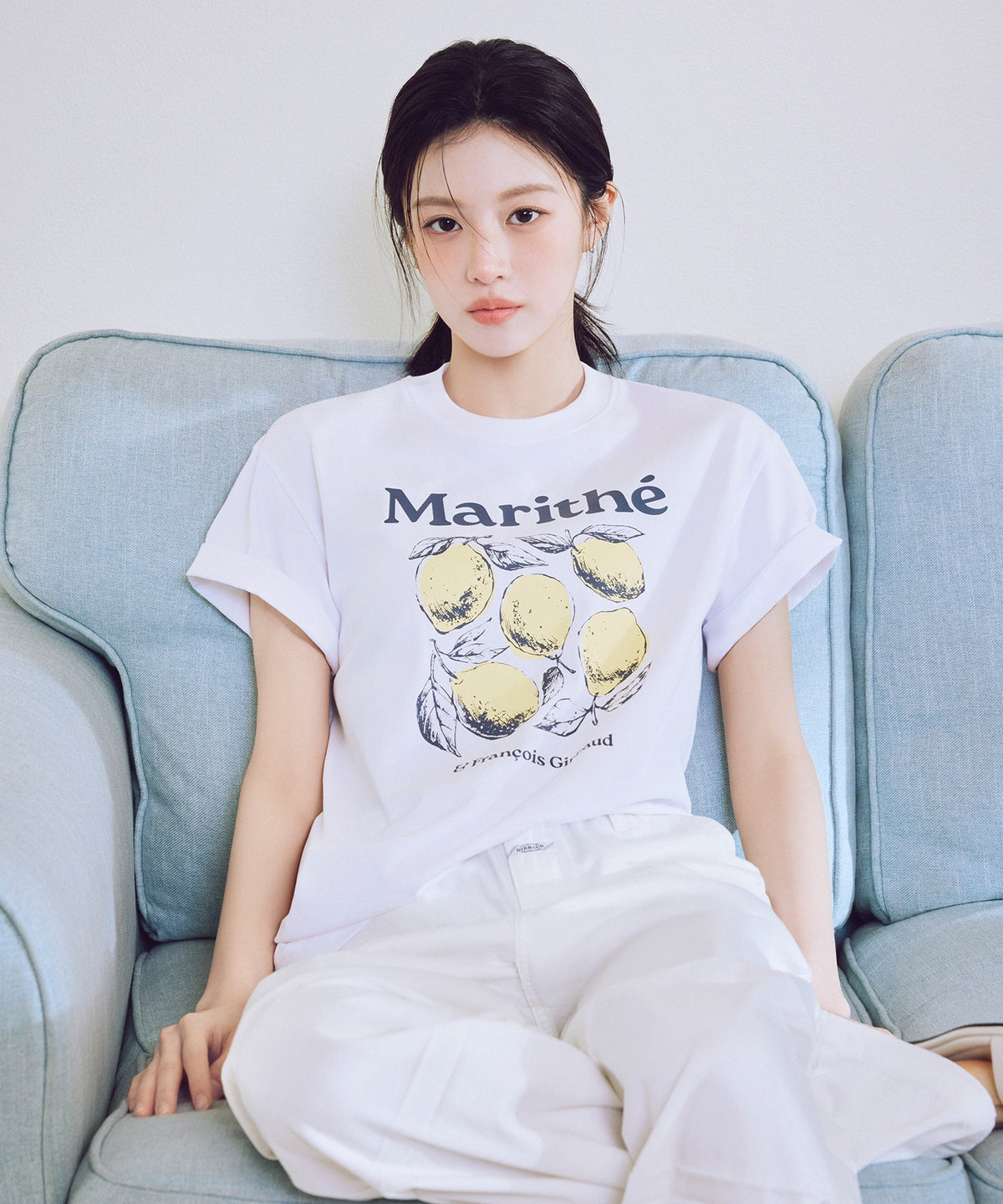 MARITHE [2nd shipment 6/29, 3rd shipment 7/28, 4th shipment Size S 8/4] AEROCOOL LEMON GRAPHIC TEE white