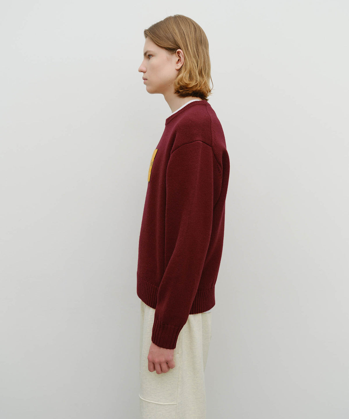 MARITHE M APPLIQUE KNIT PULLOVER burgundy