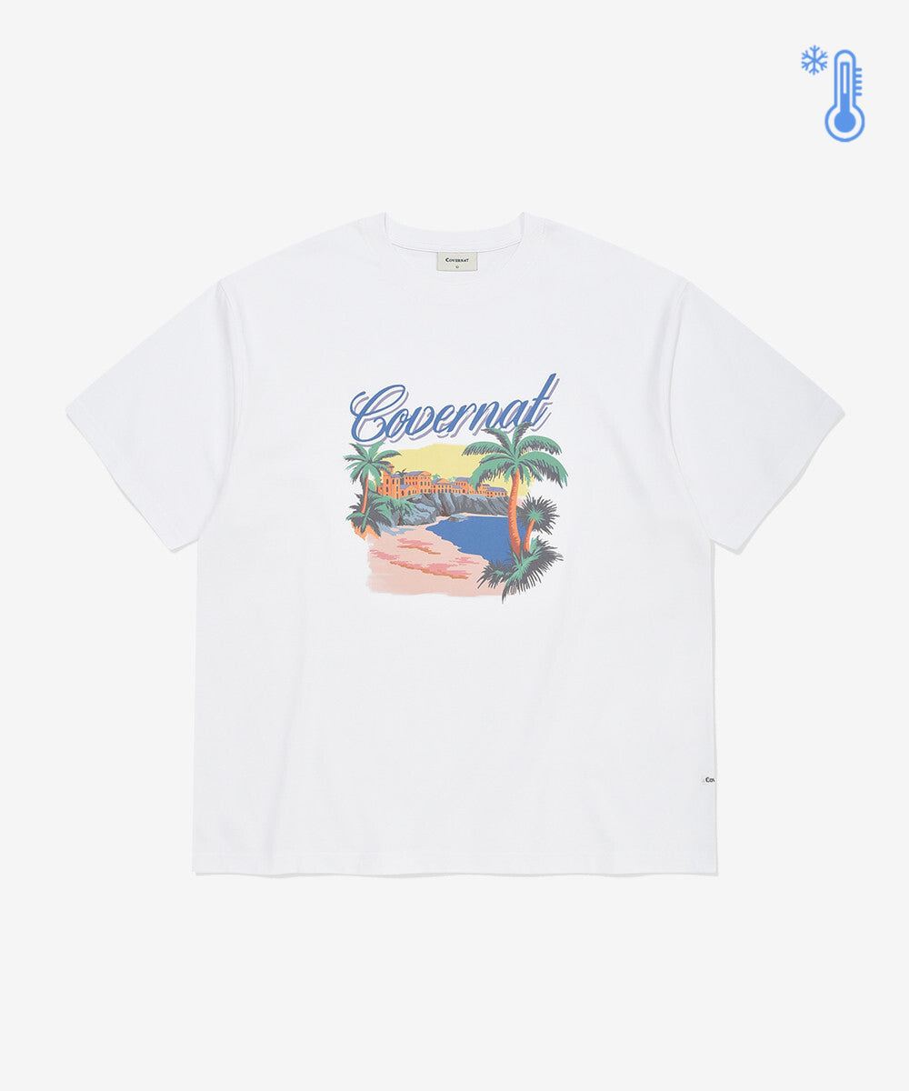 Covernat Cool Cotton Tropical Graphic T-Shirt White