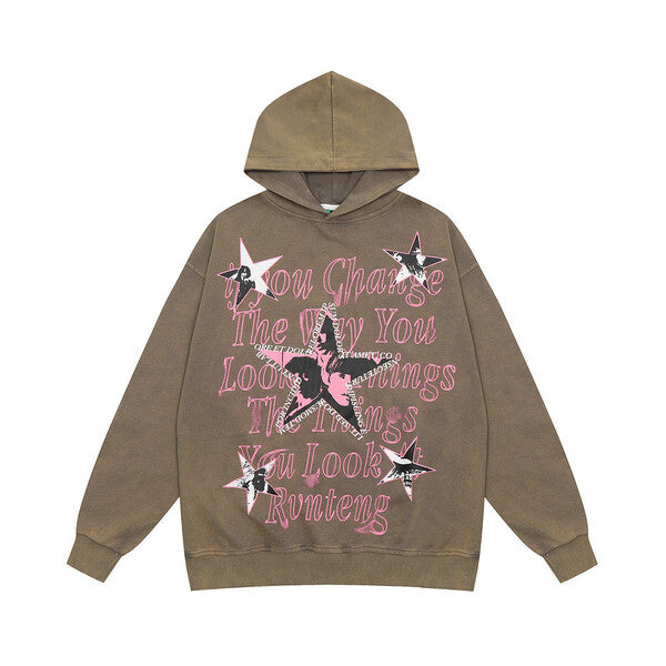 Gababa Unisex Oversized Star Graphic Hoodie G77850 (Plus Size M~XL)