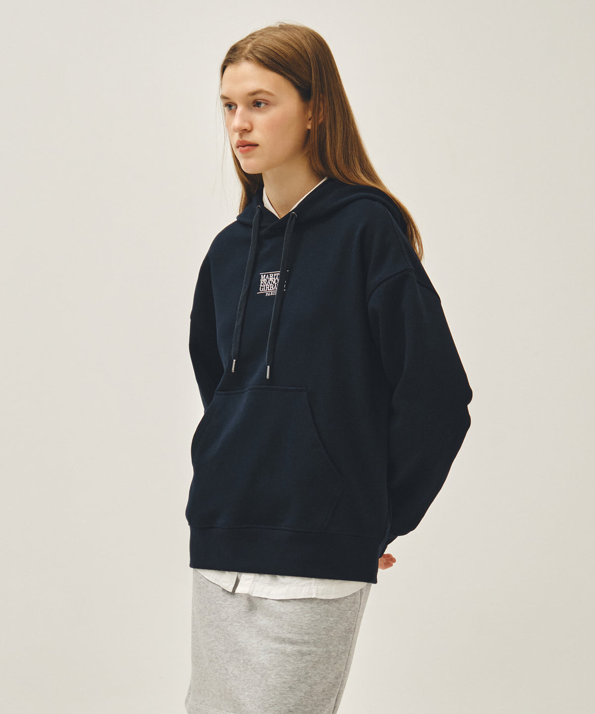 MARITHE SMALL CLASSIC LOGO HOODIE navy