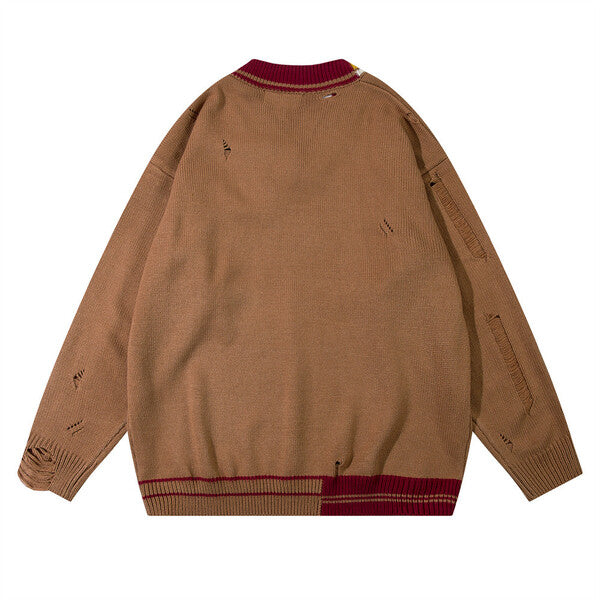 Gababa Unisex Bohemian V-neck Long Sleeve Knit G78263 (Plus Size M ~ 2XL)