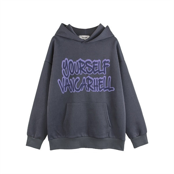 Gababa Unisex Overfit Lettering Point Hoodie G77855 (Plus Size M~2XL)