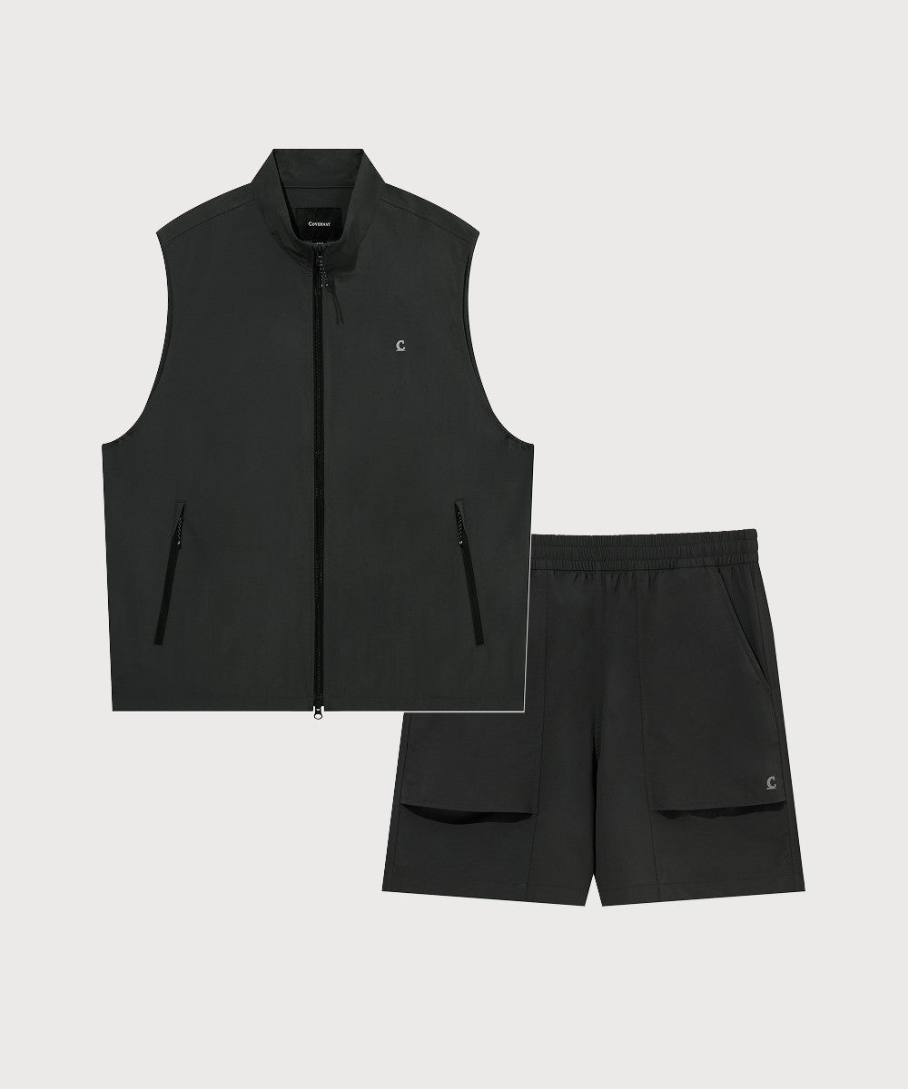 Covernat [SET] Nylon Track Vest Charcoal