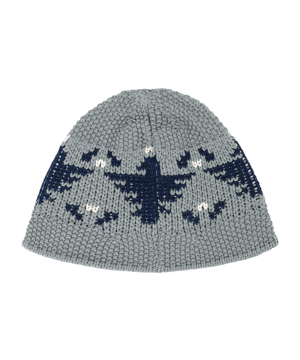MAHAGRID EAGLE KNIT BUCKET HAT [GREY]