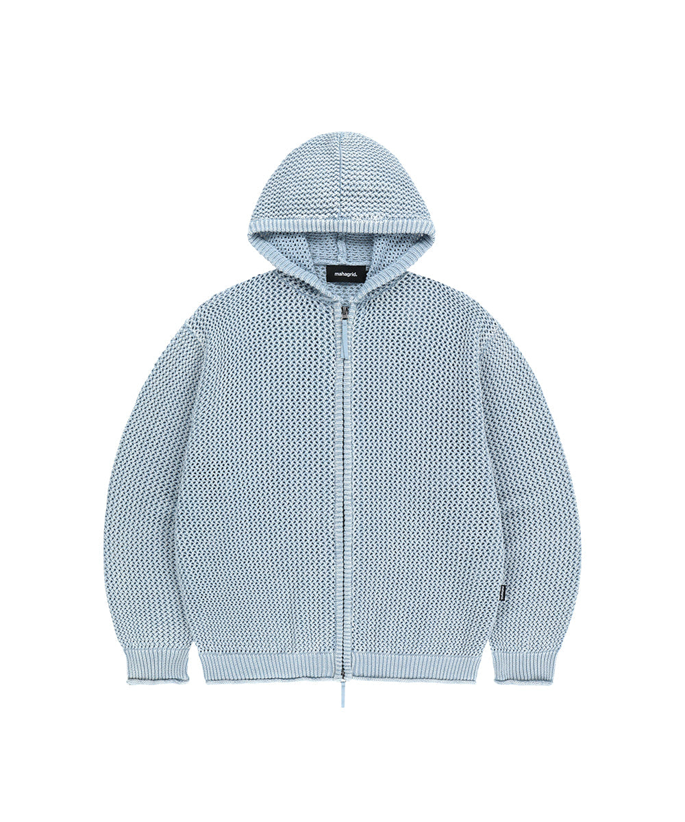 MAHAGRID PIGMENT MESH ZIP UP KNIT [SKY BLUE]