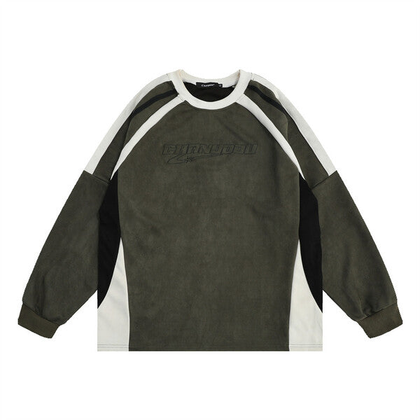 Gababa [Best Seller] Unisex Hip Two-tone Oversized Long Sleeve Sweatshirt G78011 (Big Size S~XL)