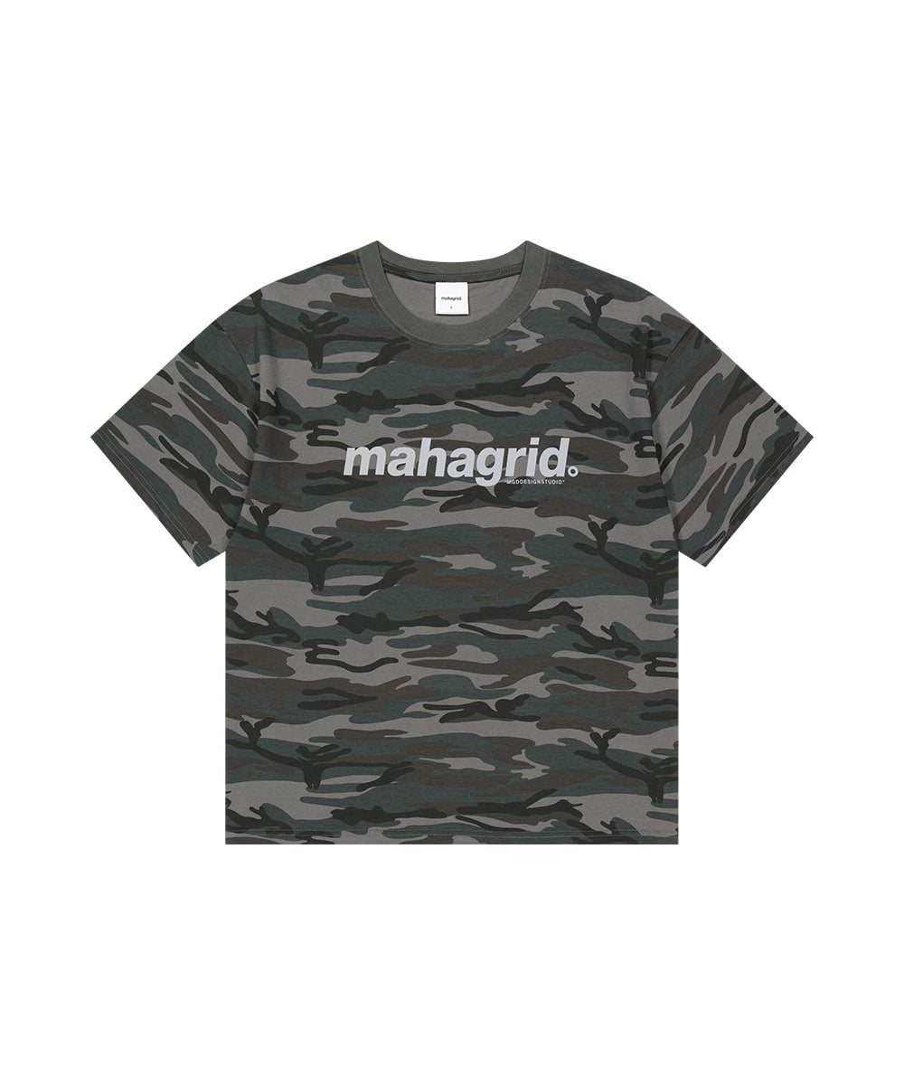 MAHAGRID CAMO PATTERN BASIC LOGO CROP TEE [CHARCOAL]
