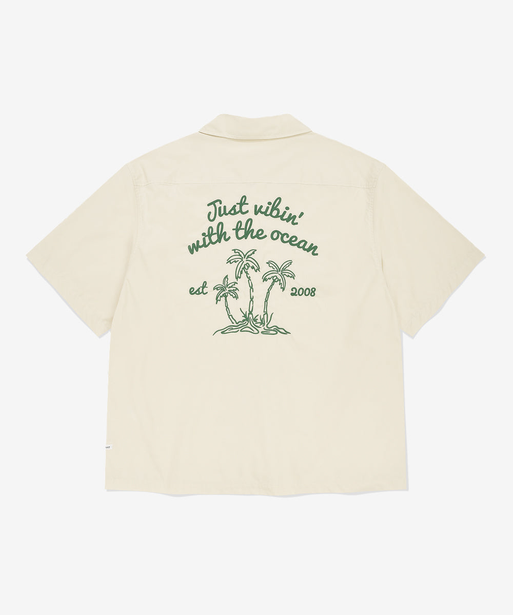 Covernat [Subin worn] Palm Tree Graphic Half Shirt Ivory