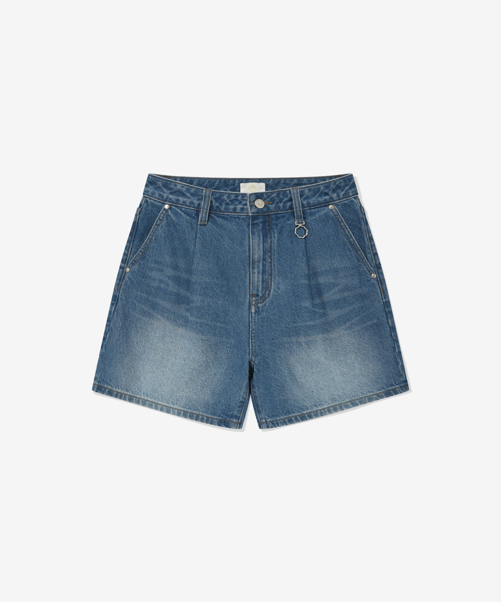 Covernat [Worn by Choi Yunji] Women's Pintuck Denim Shorts Blue