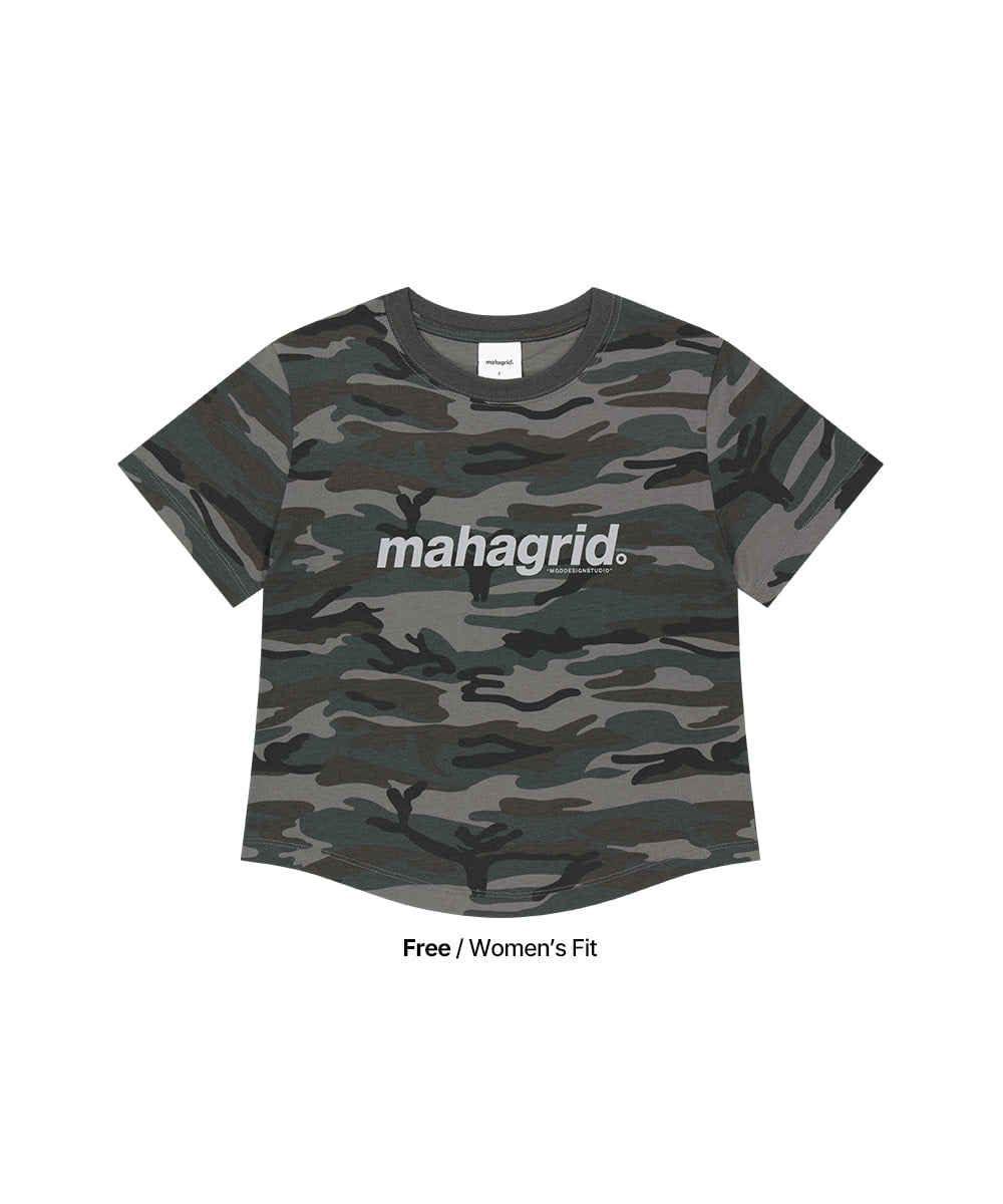 MAHAGRID CAMO PATTERN BASIC LOGO CROP TEE [CHARCOAL]