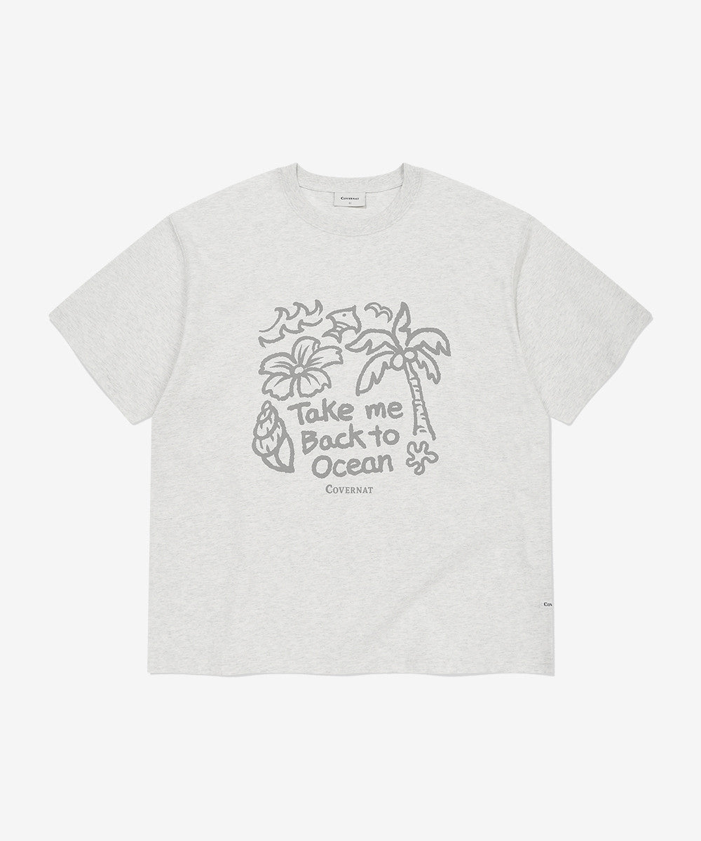 Covernat Palm Tree Graphic T-Shirt Heather Grey