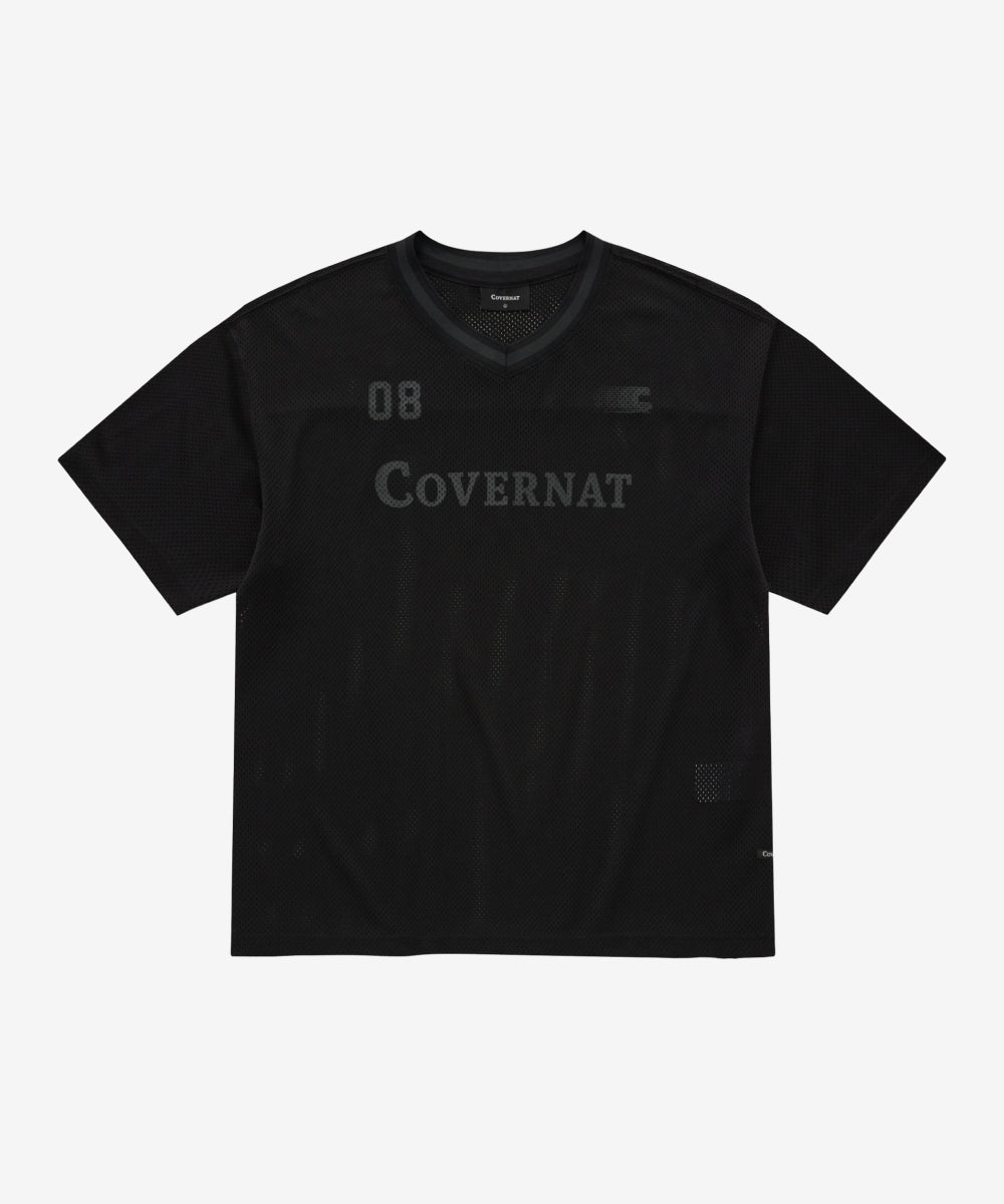Covernat V-neck Mesh T-shirt Black