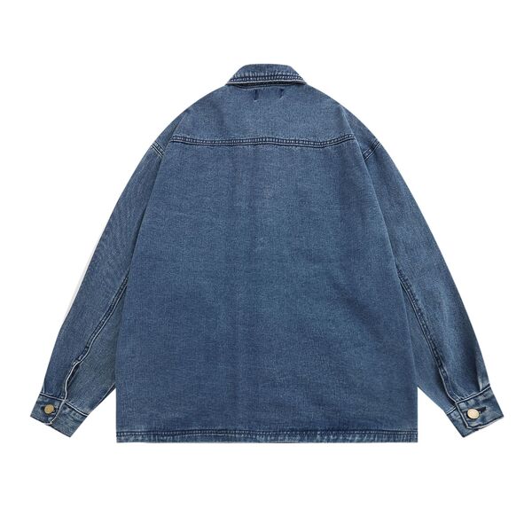 Gababa Street Oversfit Denim Long Sleeve Jacket with Colorful Accents G74908