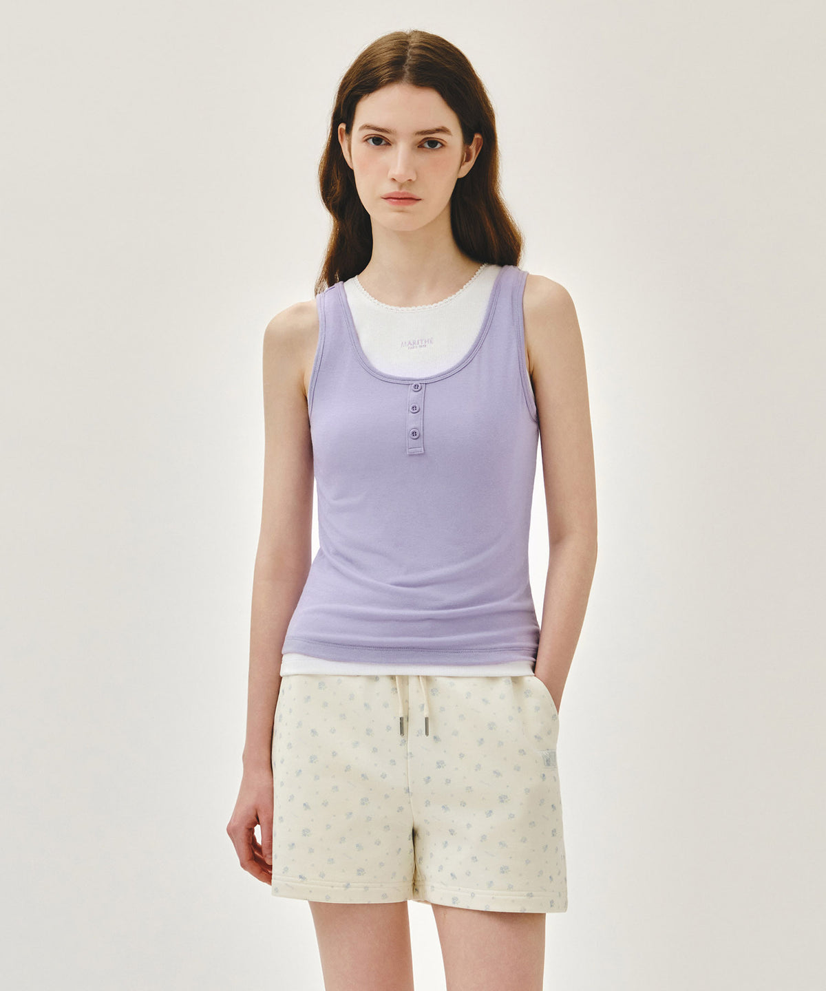 MARITHE W LAYERED SLEEVELESS lavender