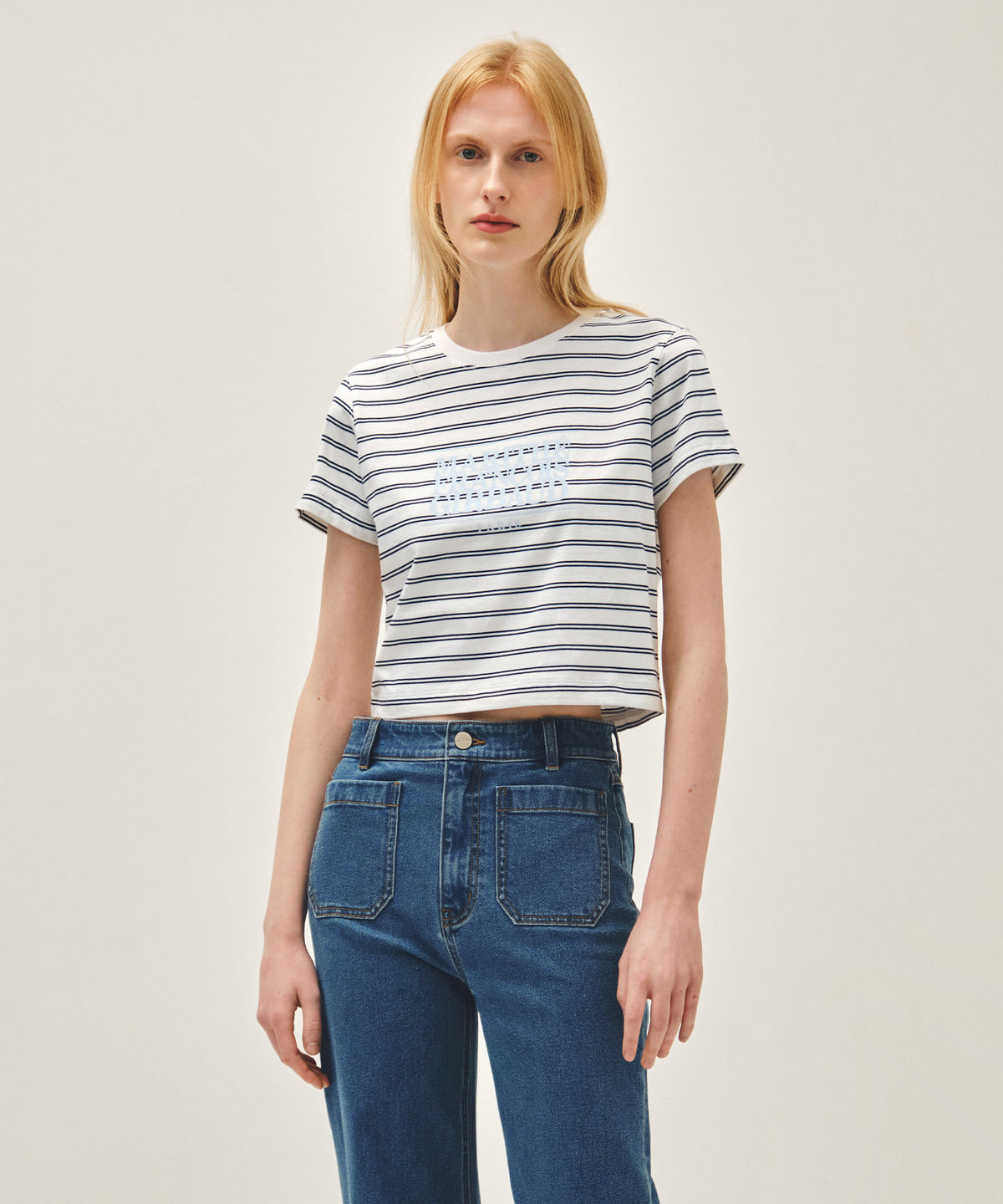 MARITHE W CLASSIC LOGO CROP TEE dark navy
