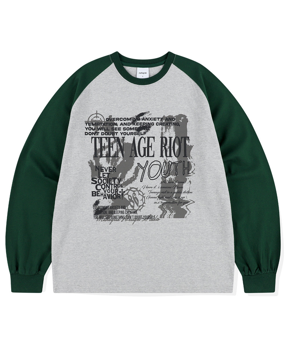 MAHAGRID YOUTH RAGLAN LS TEE [GREY]