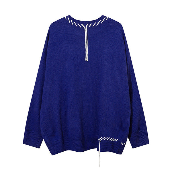 Gababa Unisex long-sleeve knit with unique stitch line and neckline point G78262 (Plus size M ~ 2XL)