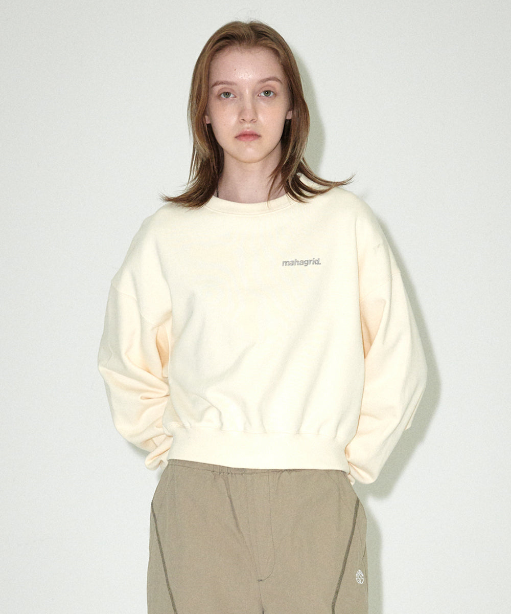 MAHAGRID ORIGIN LOGO CROP SWEATSHIRT [CREAM]