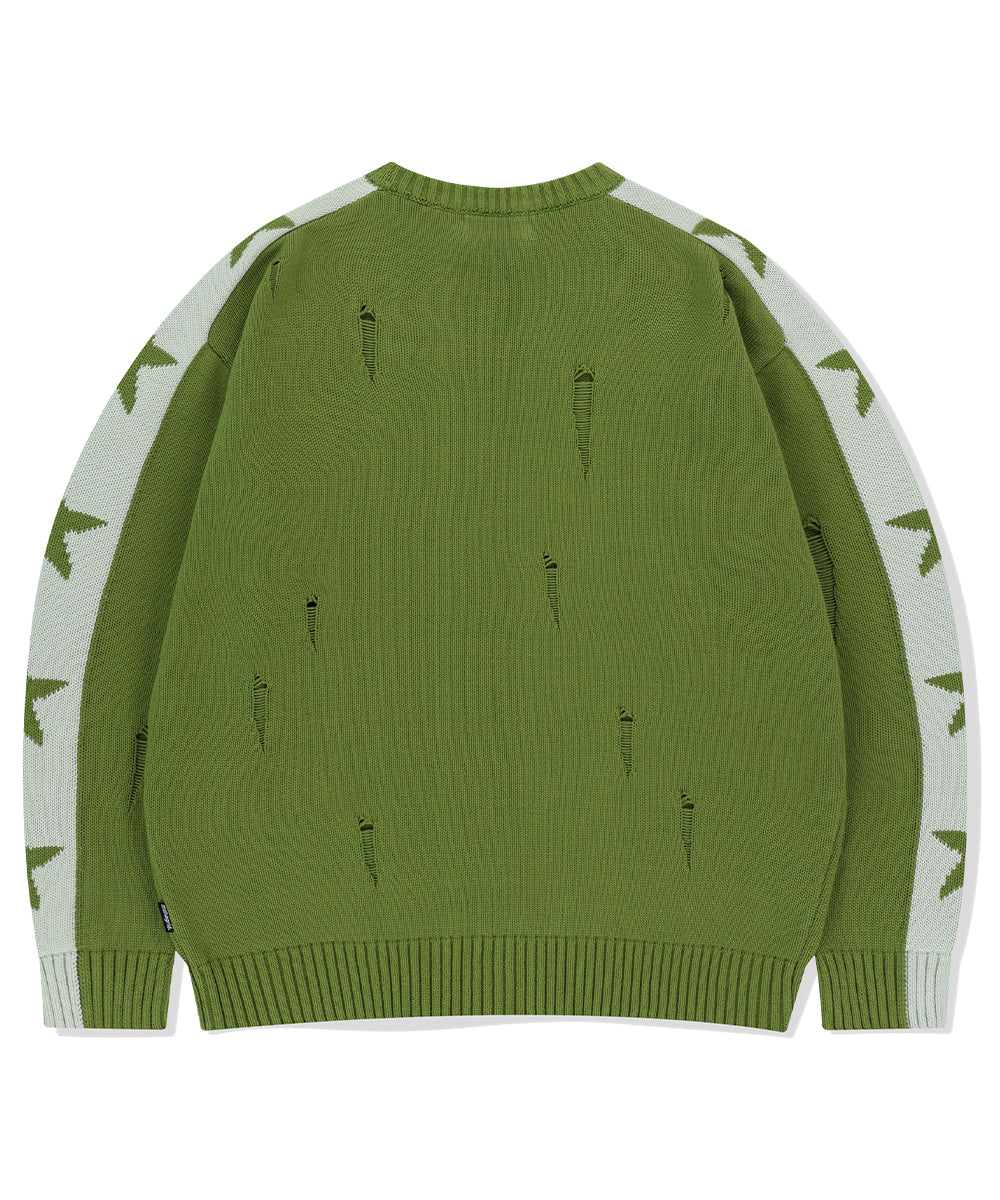 MAHAGRID STAR CRASH KNIT CREWNECK[OLIVE]