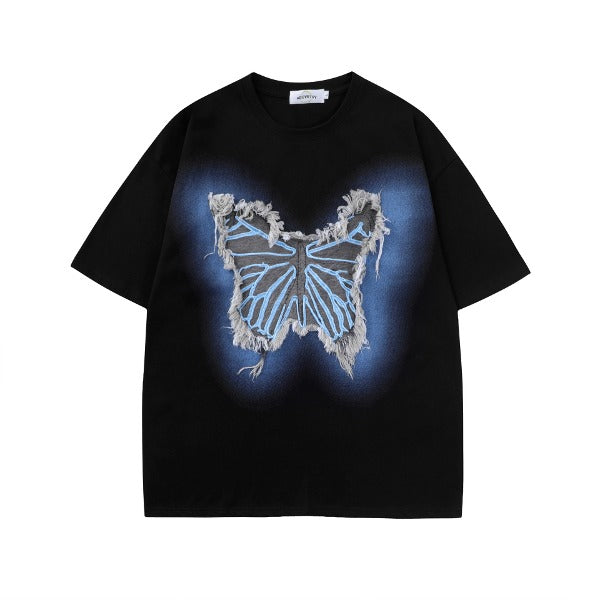 Gababa [High Demand] Unisex Shining Butterfly Patch Short Sleeve T-shirt G77151