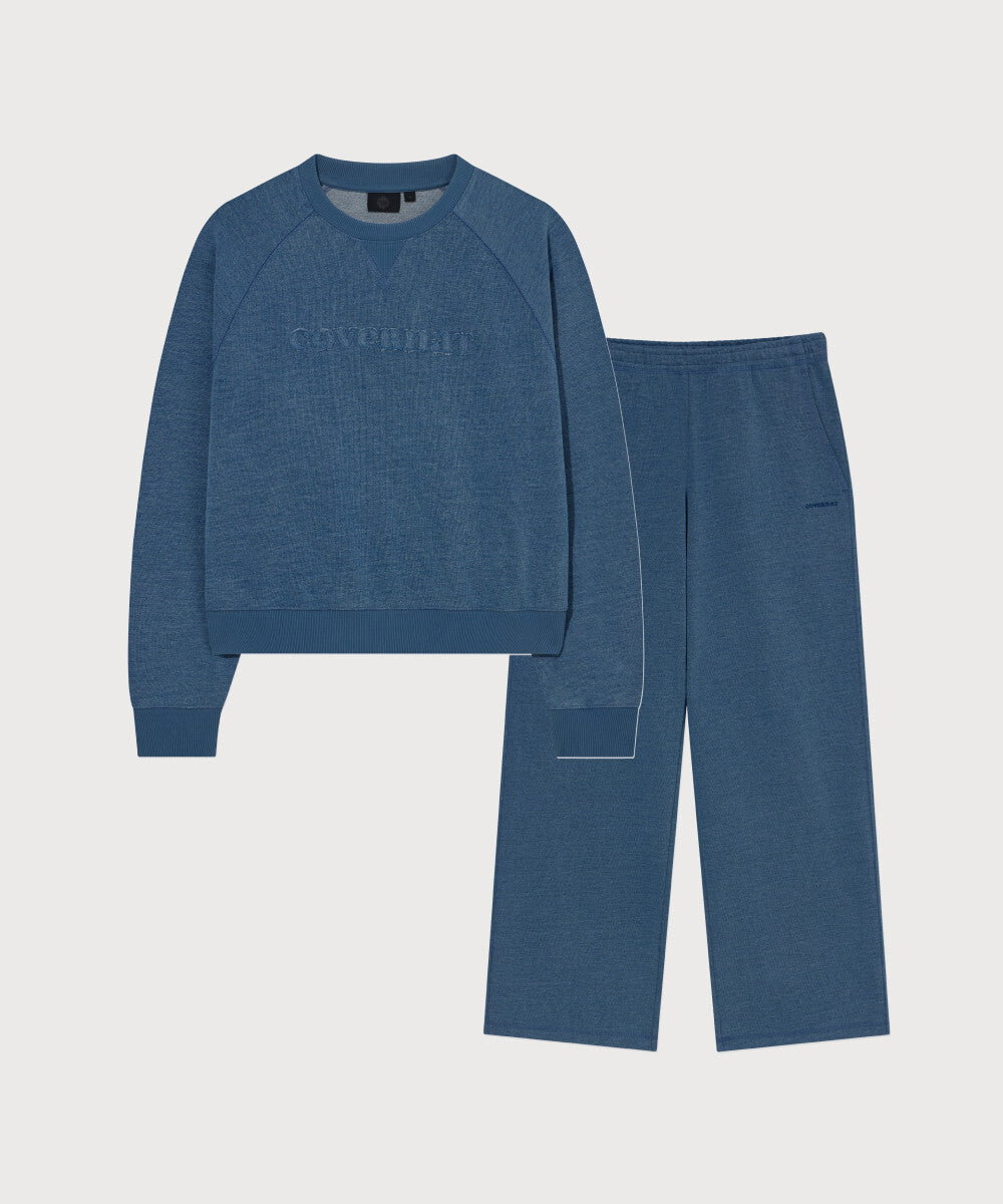 Covernat [SET] Women's Denim Cooper Logo Sweatshirt Denim