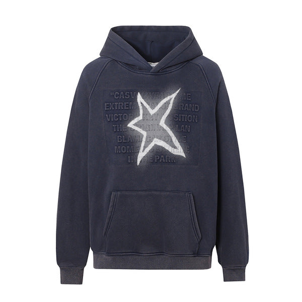 Gababa Unisex Star Print Fleece-lined Hoodie G78199 (Big Size S~XL)