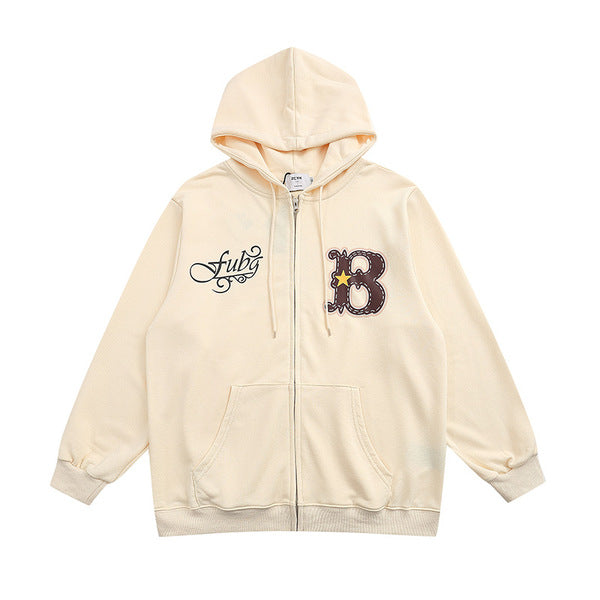 Gababa Unisex Lettering B Oversized Hoodie Zip-up G77410