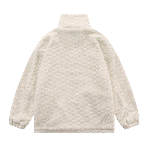 Gababa Unisex Oversized Fleece Jacket with Simple Lettering Point G77991 (Plus Size S~XL)