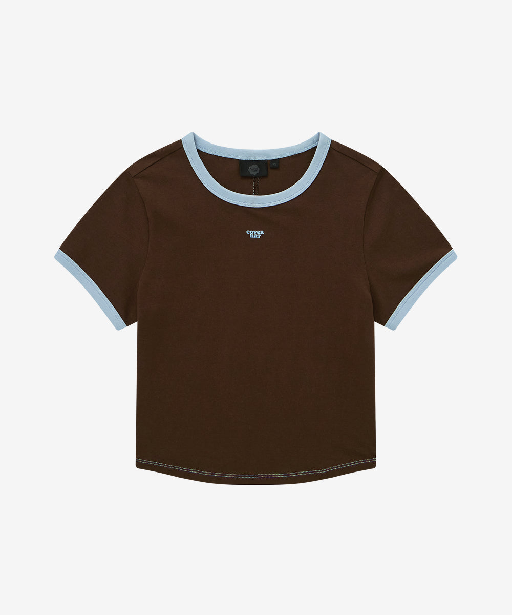 Covernat Women's Baby Fit Ringer T-shirt Brown