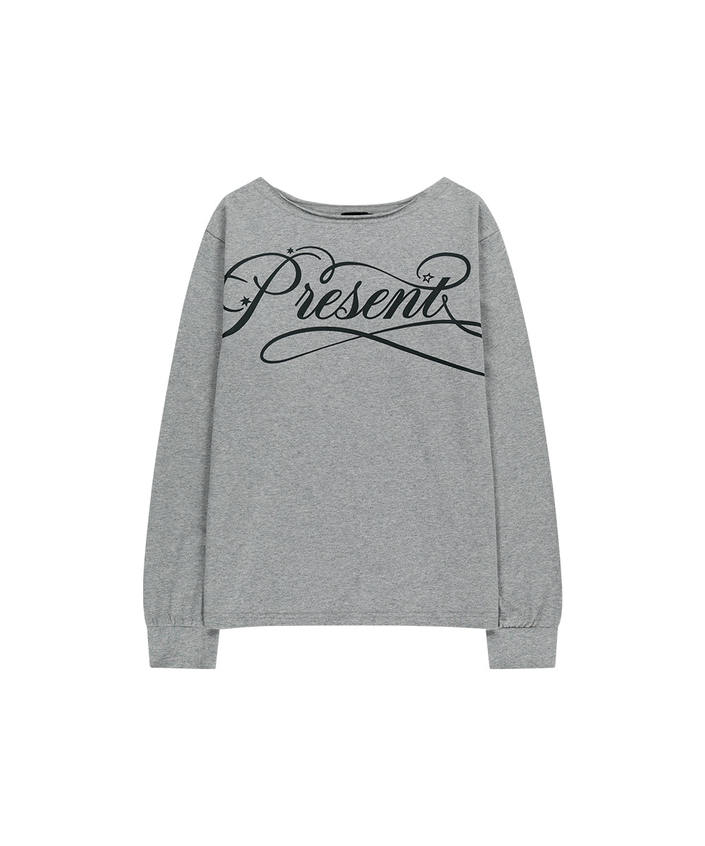 MAHAGRID PRESENT ONE SHOULDER LS TEE [GREY]