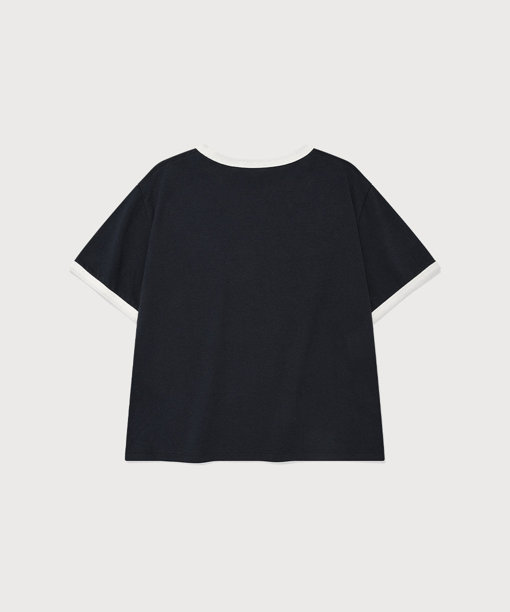 Covernat Women's Crop Cooper Logo Ring T-shirt Navy