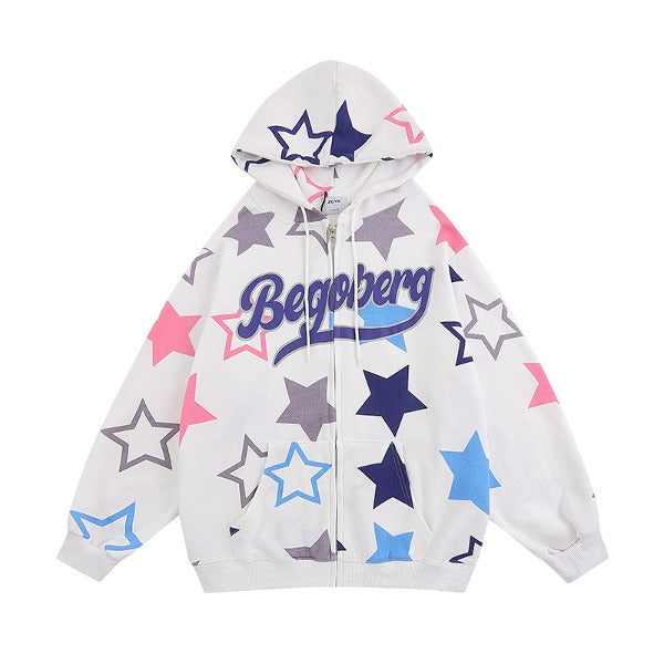 Gababa Unisex Countless Starlight Oversized Hoodie Zip-up G77303 (Plus Size M~XL)