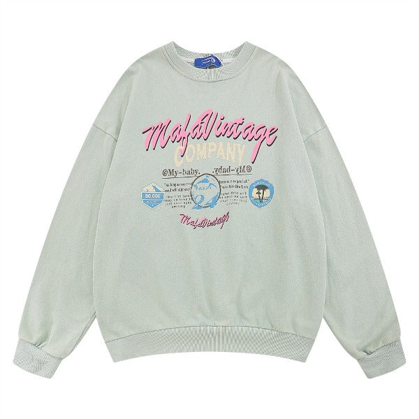Gababa Unisex Oversized Sweatshirt with Lettering and Globe G77801 (Big Size M~XL)