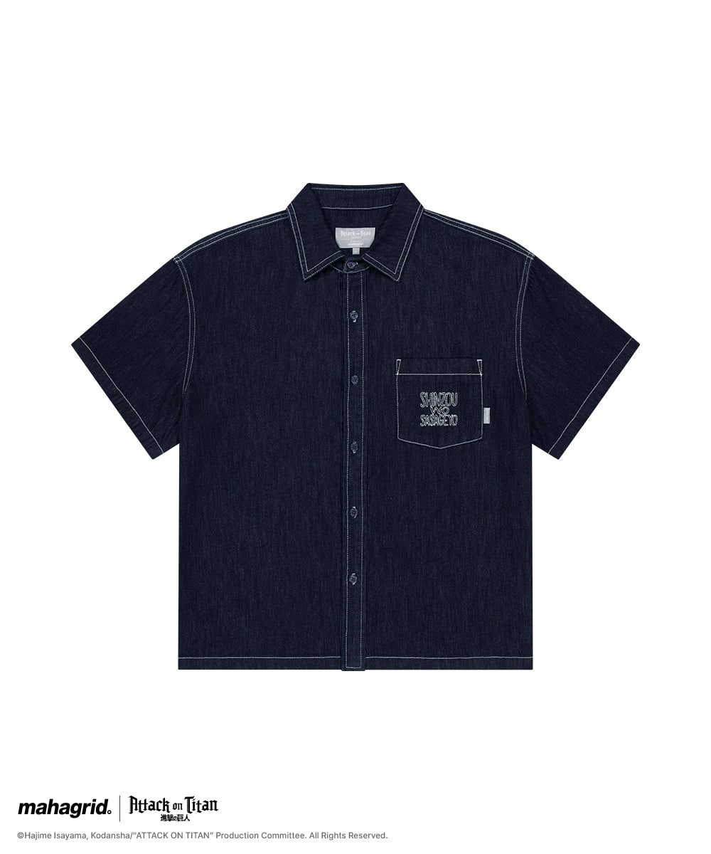 MAHAGRID [Attack on Titan] SASAGEYO DENIM HALF SHIRT[BLUE]