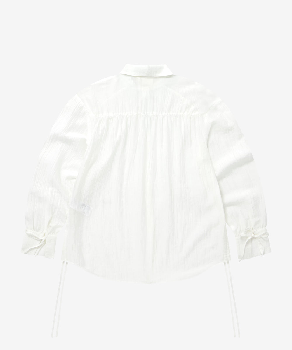 Covernat Women's Overfit Sheer Ruched Blouse Ivory