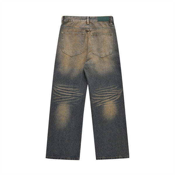 Gababa [High Demand] Unisex Vintage Color Big Size Straight Pants G78297 (Big Size S~2XL)
