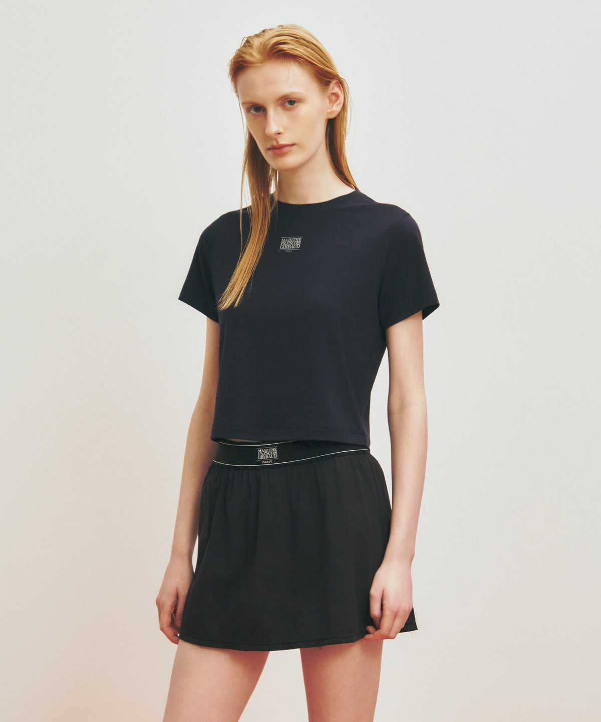 MARITHE SPORT W CLASSIC LOGO CROP TEE navy