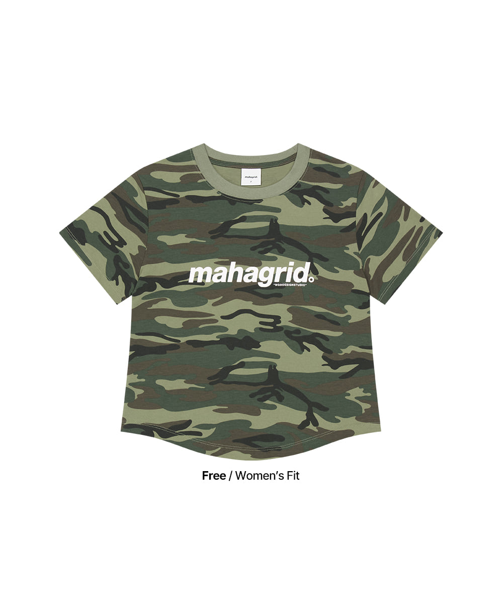 MAHAGRID CAMO PATTERN BASIC LOGO CROP TEE [GREEN]