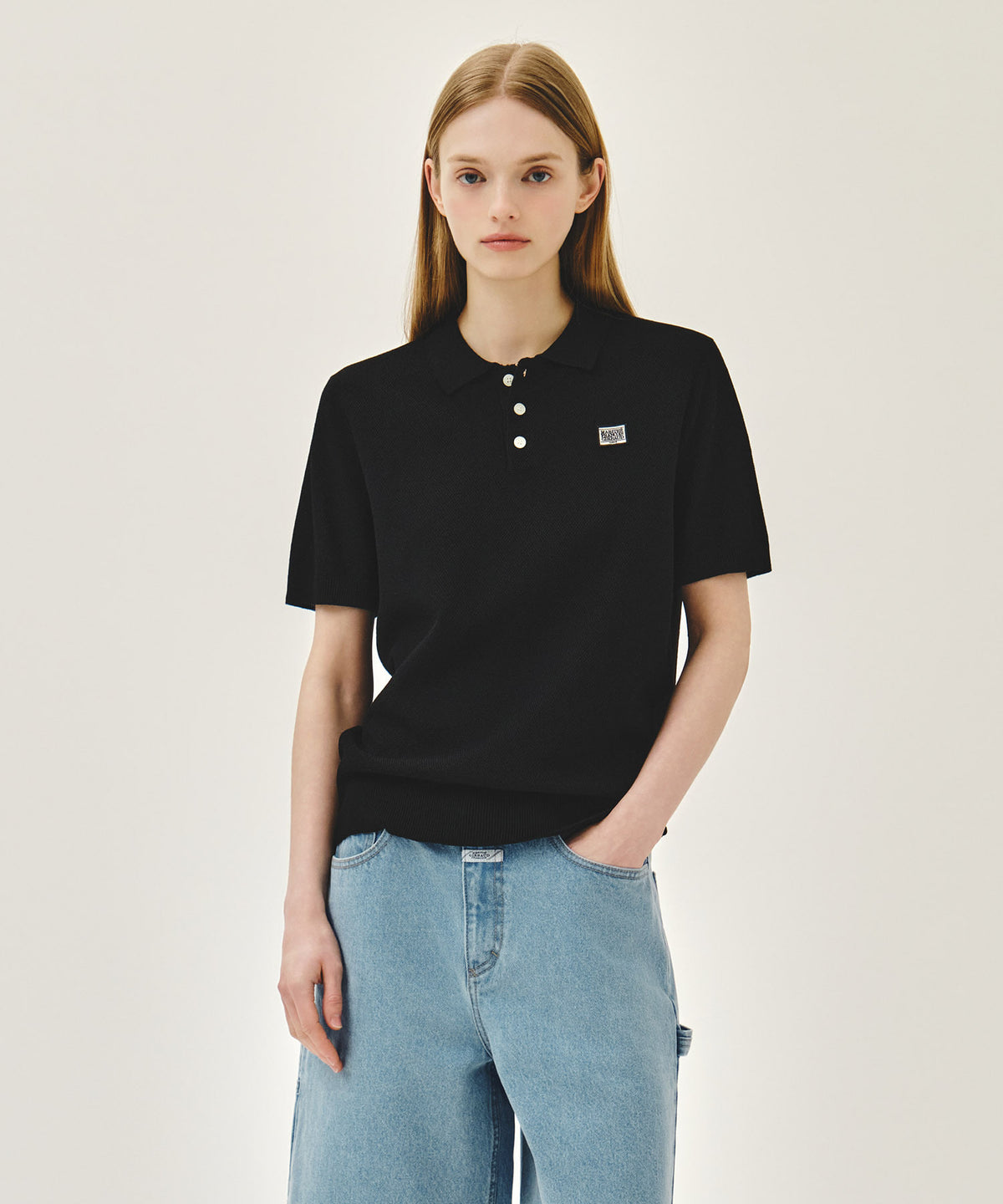 MARITHE COOL TOUCH COLLAR HALF KNIT black
