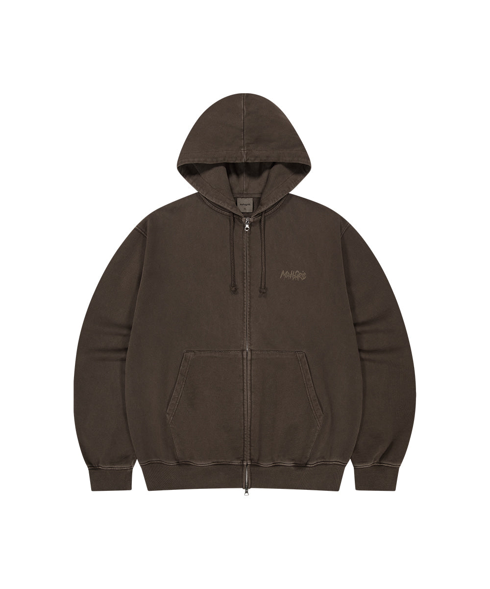 MAHAGRID SLASH LOGO PIGMENT ZIP UP HOODIE [BROWN]