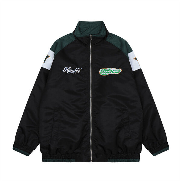 Gababa Unisex Big Star Logo Overfit Racing Baseball Jacket G78117 (Big Size M~XL)