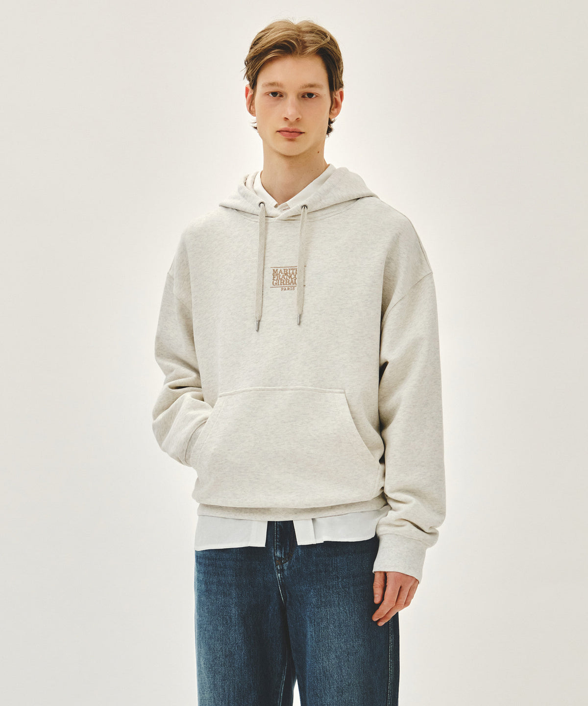 MARITHE SMALL CLASSIC LOGO HOODIE oatmeal