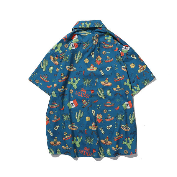 Gababa Unisex Mexican-Style Collar Short-Sleeve Shirt G74800