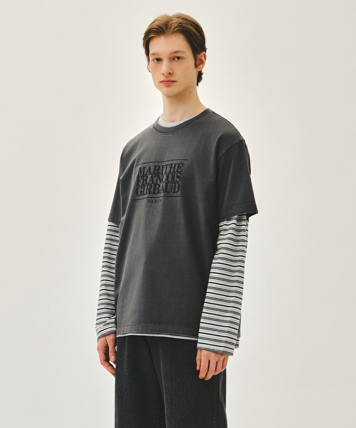 MARITHE [XL, XXL size pre-order shipping 6/23 → 7/22] CLASSIC LOGO TEE charcoal