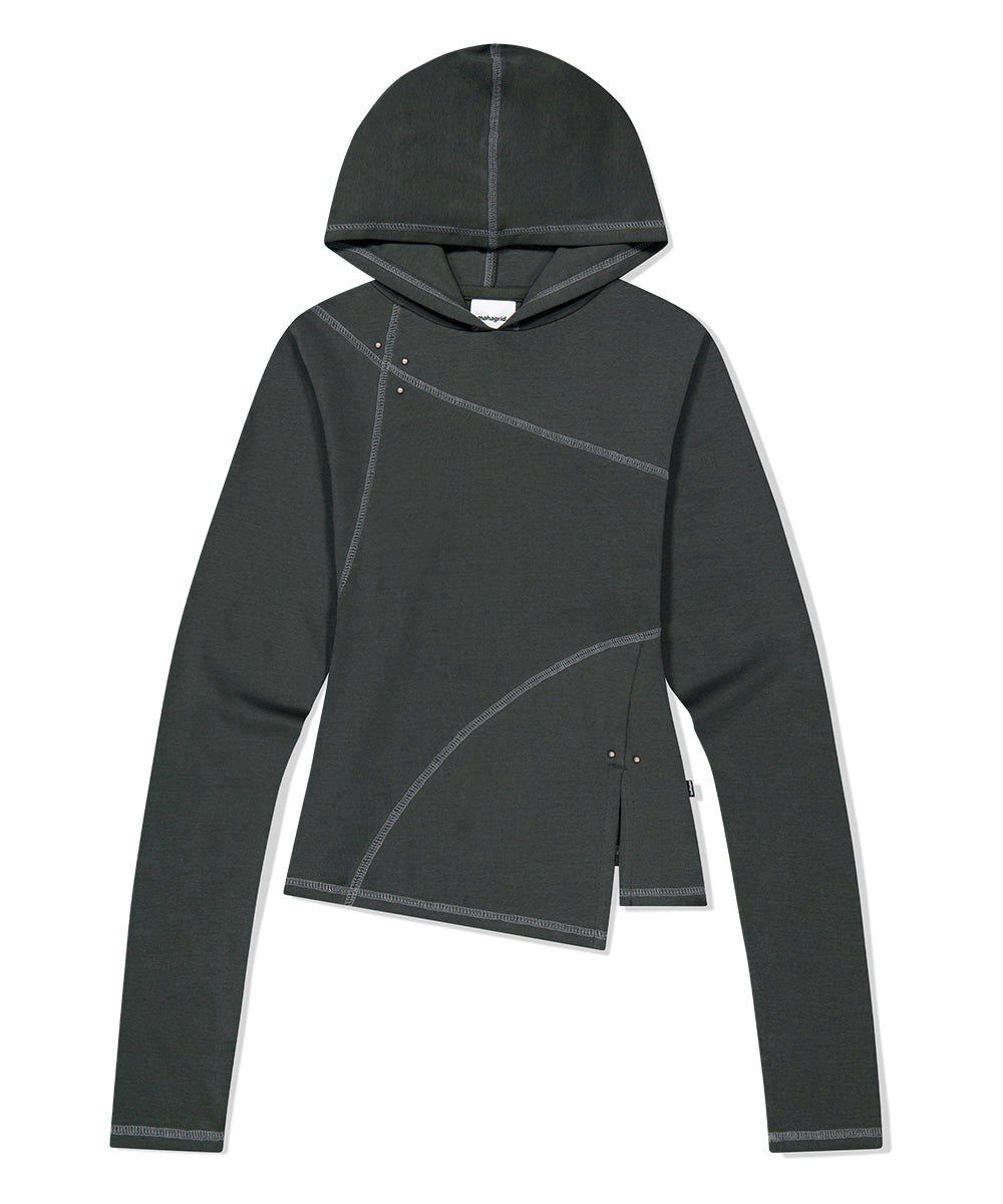 MAHAGRID CURVED SLIM HOODIE [GREY]