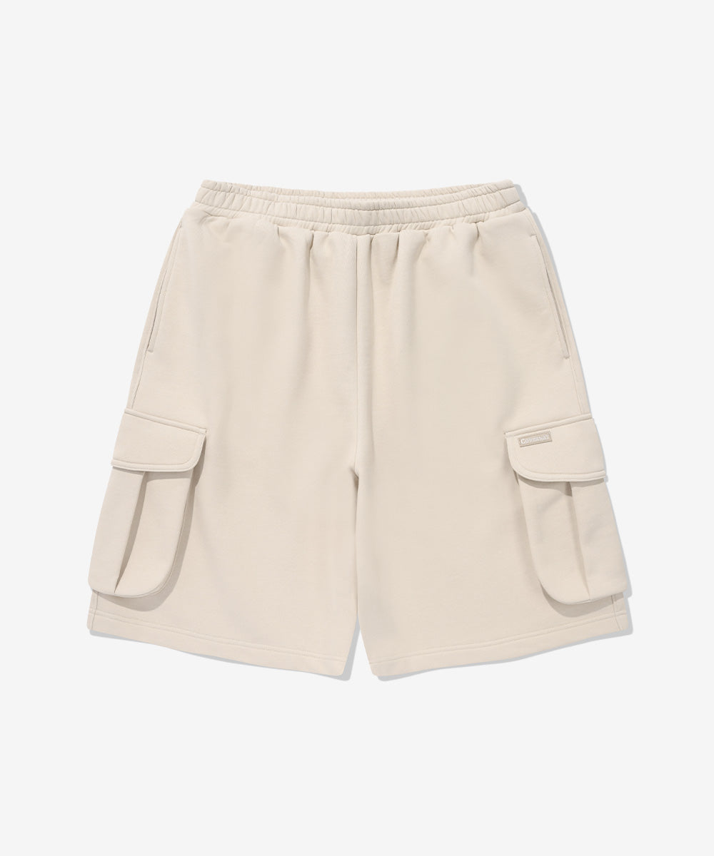 Covernat [Worn by Devin] Regular Cargo Sweat Shorts Ecru