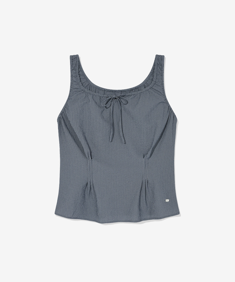 Covernat Women's Check Sleeveless Blouse Navy