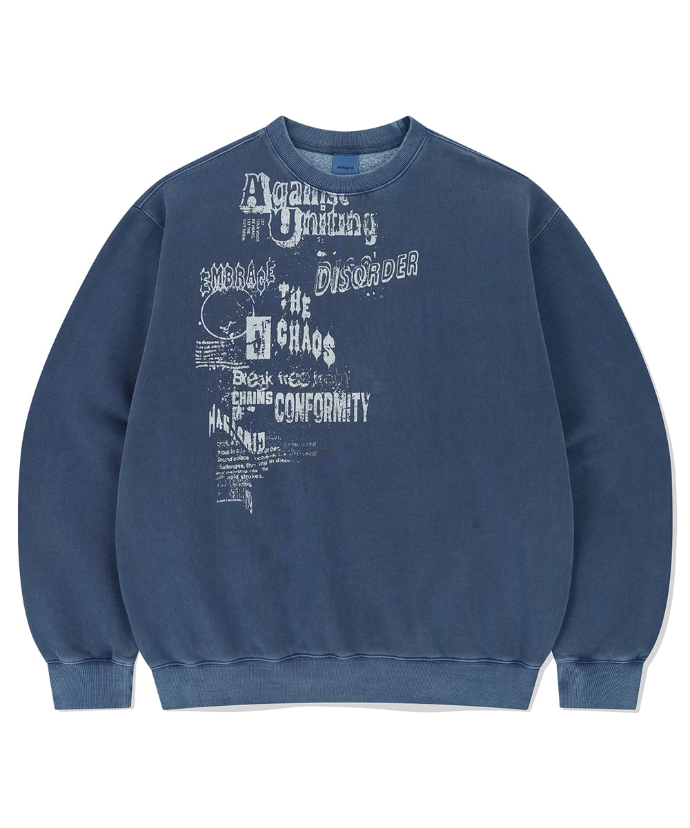 MAHAGRID DISORDER PIGMENT SWEATSHIRT [BLUE]