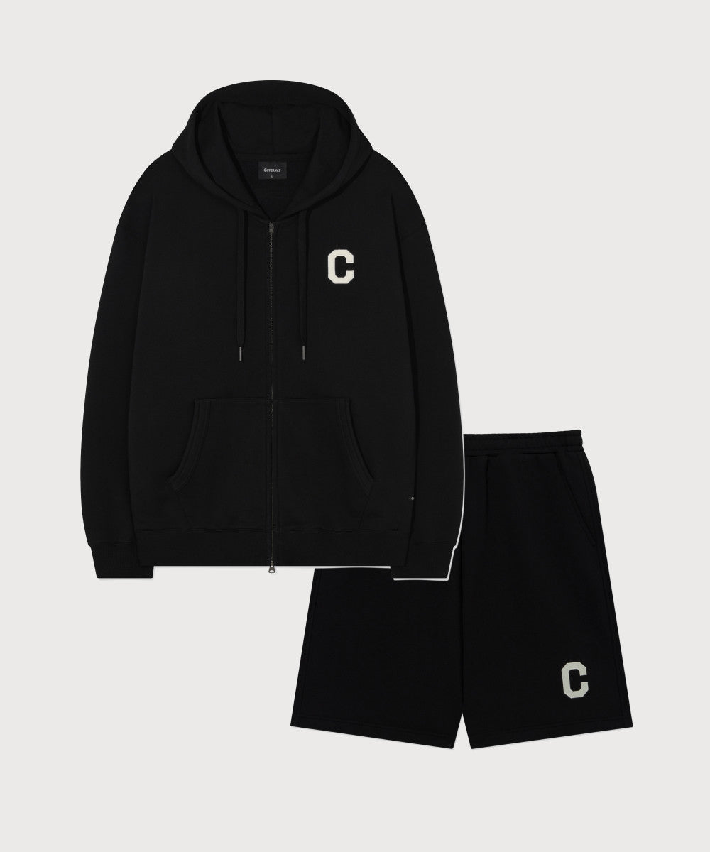 Covernat [SET] C Logo Hoodie Zip-up Black